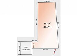 所沢市上安松　建築条件なし売地