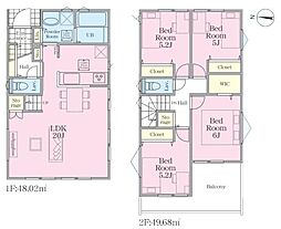 2号棟横須賀市新築戸建 カースペ2台 WIC