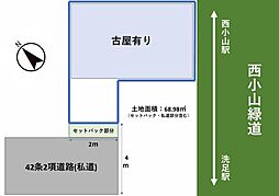 緑道沿いの土地登場　建築条件無し　小山6丁目古屋付土地