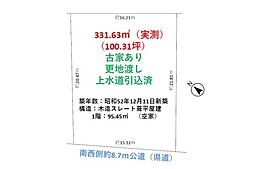 狭山市中新田　敷地約100坪　建築条件なし売地