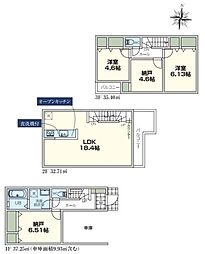 1号棟川崎区新築戸建 ビルトイン車庫 対面キッチン