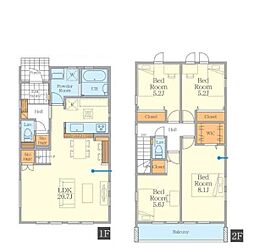 3号棟大和市新築戸建 20帖 WIC カースペース2台