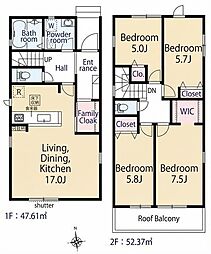 草加市谷塚上町　新築一戸建て　24　1期4号棟