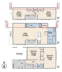 八王子市元横山町1丁目　新築一戸建て・全2棟　1号棟
