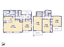柏市花野井　1-2号棟　新築戸建
