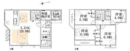 泉区新築戸建 LDK20帖 南東角地 対面キッチン