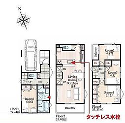 1号棟保土ケ谷区新築戸建 ビルトイン車庫 LDK18帖