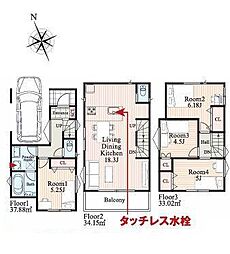 2号棟保土ケ谷区新築戸建 ビルトイン車庫 LDK18帖