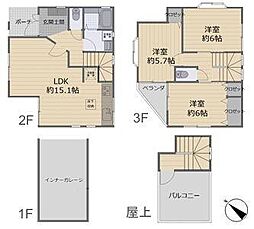 港南区中古戸建 ビルトイン車庫 バルコニー