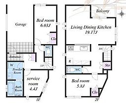 川崎市新築戸建 ビルトイン車庫 LDK19帖以上