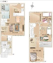 1号棟大和市新築戸建 勾配天井 南面道路 カースぺ有