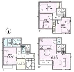 B号棟南区新築戸建 WIC 納戸×2 南バルコニー