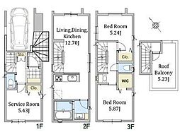 1号棟西区新築戸建 ビルトイン車庫 ルーバル