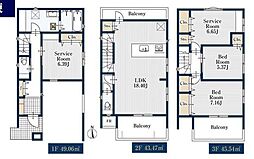 2号棟川崎市新築戸建 ビルトイン車庫 LDK18帖以上
