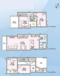 1号棟鎌倉市新築戸建 ビルトイン車庫 LDK18帖以上