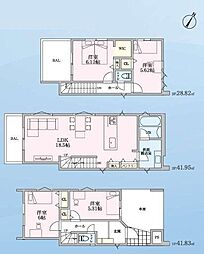 2号棟鎌倉市新築戸建 ビルトイン車庫 LDK18帖以上