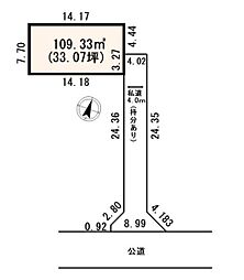 伊奈小室　建築条件なし売地×整形地33坪