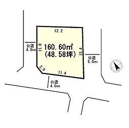 桶川川田谷　三方向道路×角地　建築条件なし売地