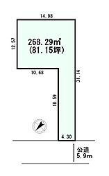 桶川朝日1丁目　敷地81坪×建築条件なし売地
