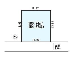 桶川上日出谷　整形地×敷地54坪×建築条件なし売地