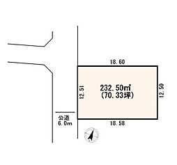 桶川上日出谷南　建築条件なし売地×70坪整形地
