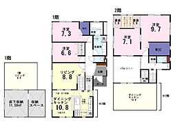 比企郡滑川町月の輪　中2階フロアのあるこだわりの邸宅