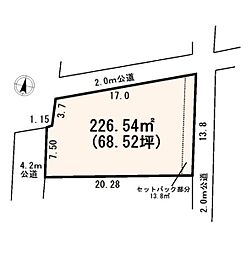 鴻巣鎌塚　建築条件なし売地×68坪