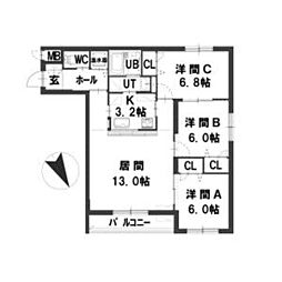グランメール平和通6B 105
