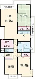 パークヒルズ小郡　B棟 202