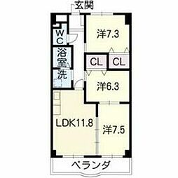 ロイヤル芝原北館（全戸、南向きベランダ） 403