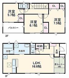 笠幡　駐車場庭付き　新築戸建て 1