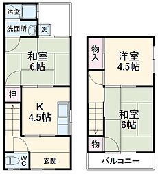 大山崎町貸家 東側